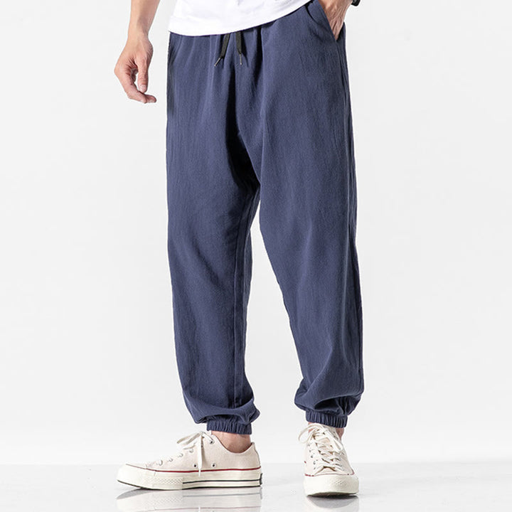 Buddha Stones Solid Color Drawstring Cotton Men's Pants With Pockets - DarkBlue - US/UK/AU50，EU60 (5XL) - image 16