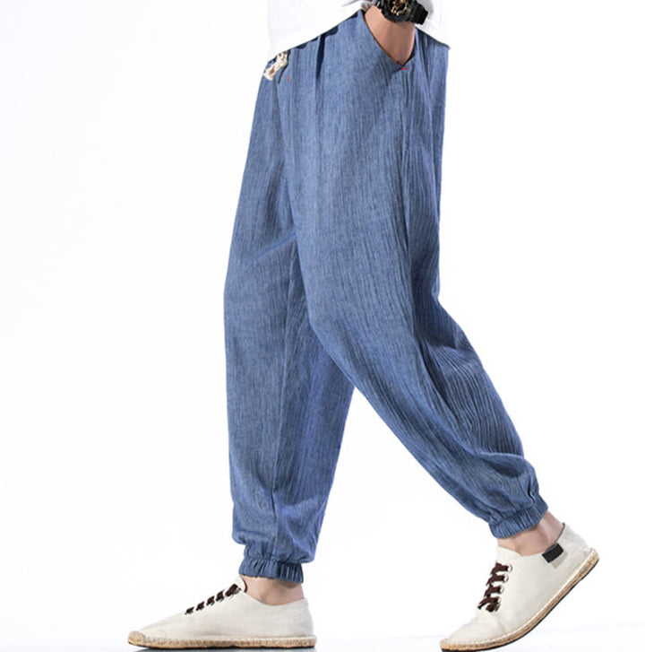 Buddha Stones Casual Solid Color Drawstring Linen Men's Pants With Pockets - image 17