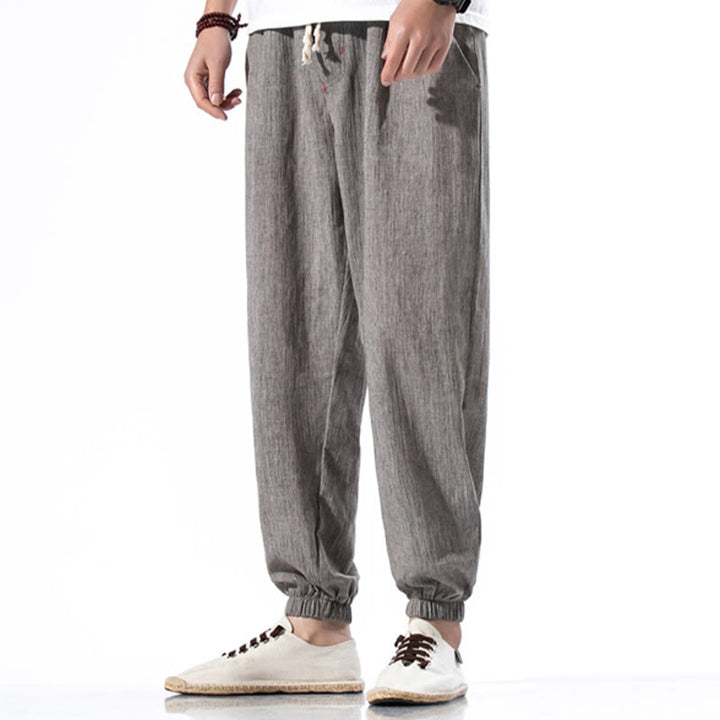 Buddha Stones Casual Solid Color Drawstring Linen Men's Pants With Pockets - Gray - US/UK/AU46，EU56 (5XL) - image 29