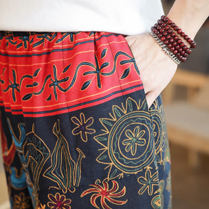 Buddha Stones Colorful Camel Figure Pattern Cotton Men's Harem Pants With Pockets - image 7