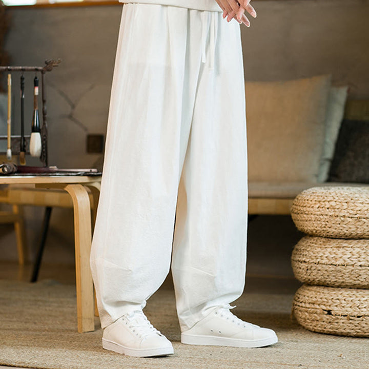 Buddha Stones Solid Color Drawstring Men's Harem Pants With Pockets - image 18