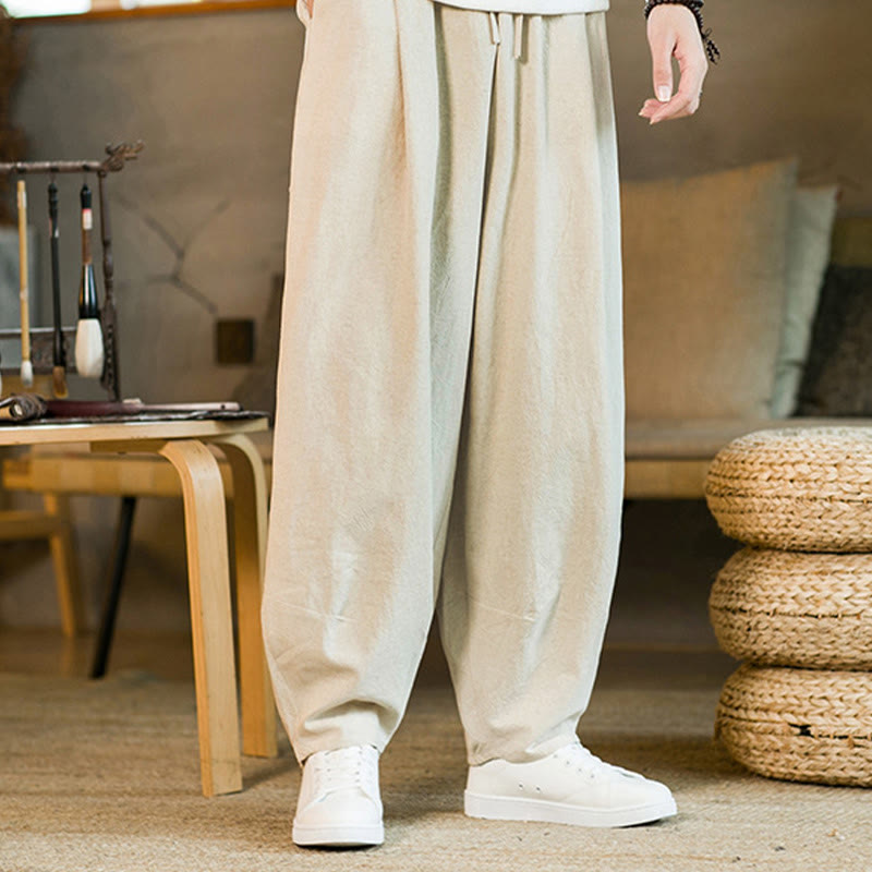 Buddha Stones Solid Color Drawstring Men's Harem Pants With Pockets - Beige - US/UK/AU46，EU56 (5XL) - image 24