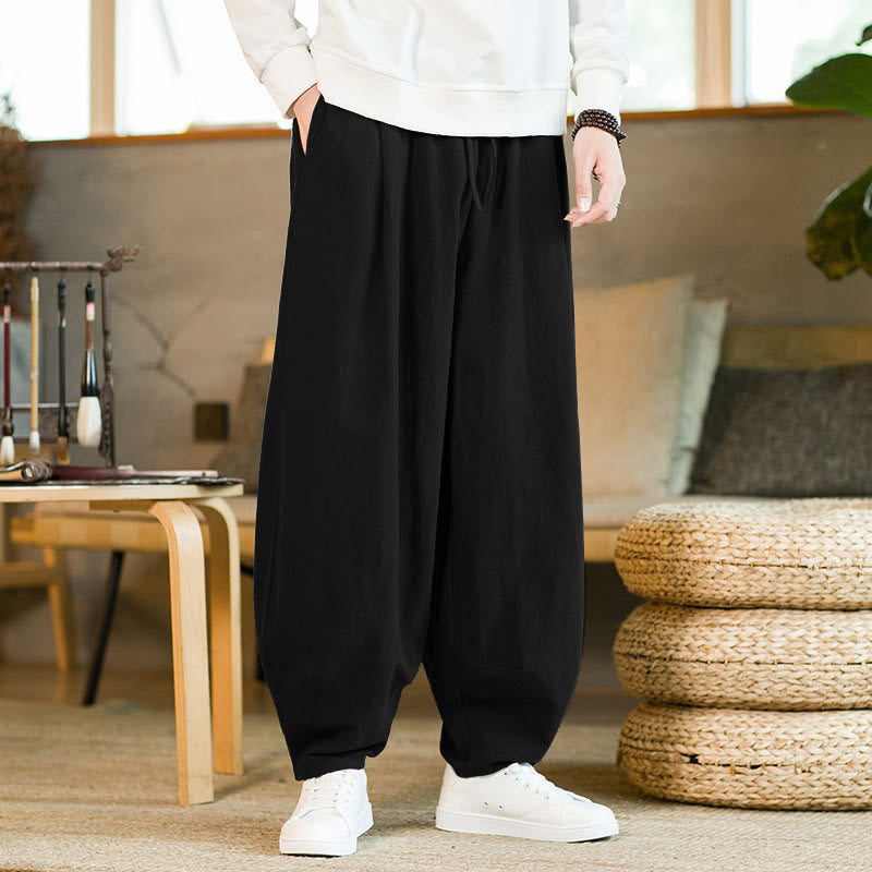 Buddha Stones Solid Color Drawstring Men's Harem Pants With Pockets - Black - US/UK/AU46，EU56 (5XL) - image 11