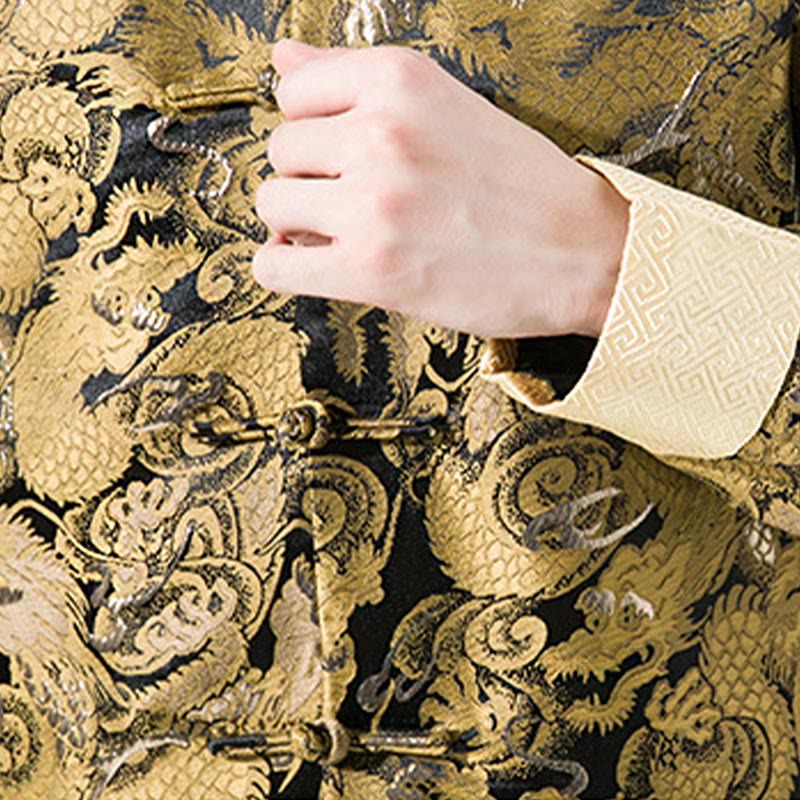 Buddha Stones Chinese Dragon Frog-button Tang Suit Cotton Men's Jacket Shirt  - image 9