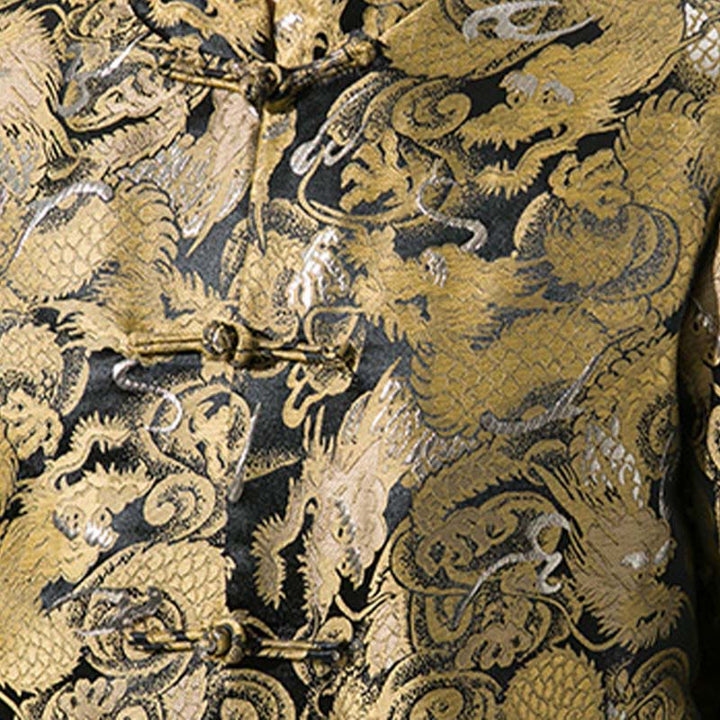 Buddha Stones Chinese Dragon Frog-button Tang Suit Cotton Men's Jacket Shirt  - image 10