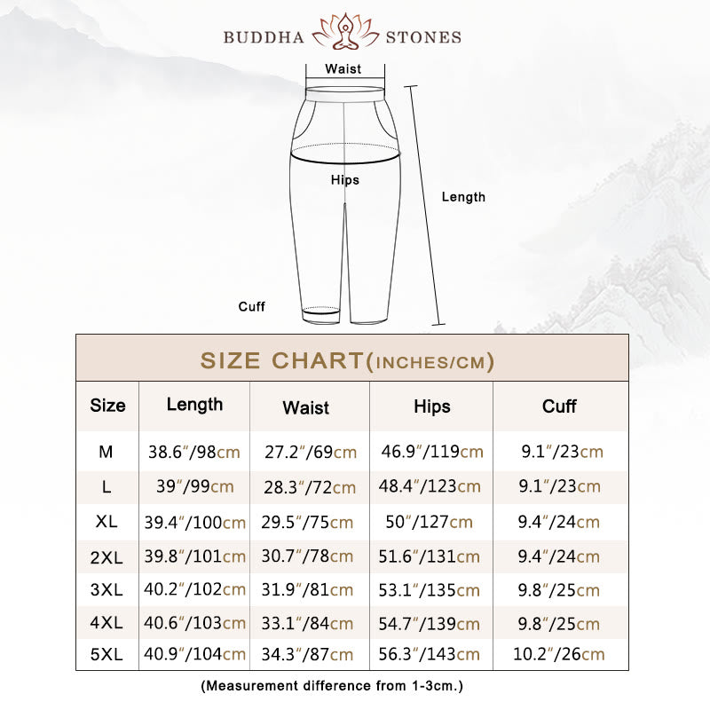 Buddha Stones Red Brown Graffiti Bird Print Cotton Men's Harem Pants With Pockets - image 5