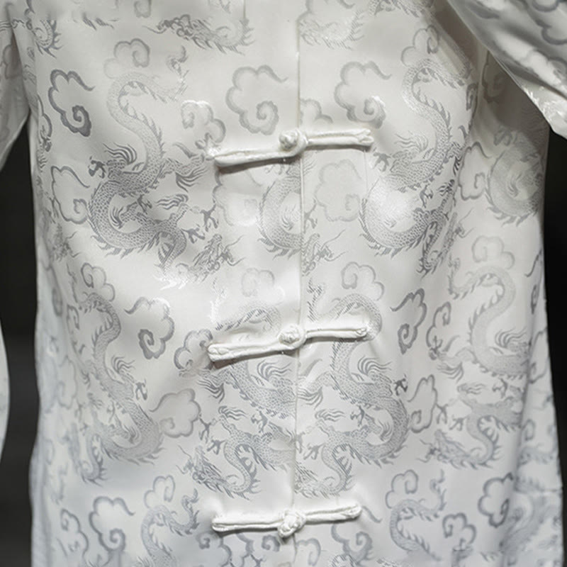 Buddha Stones Casual Dragon Pattern Frog-button Tang Suit Linen Men's Jacket Shirt - image 19