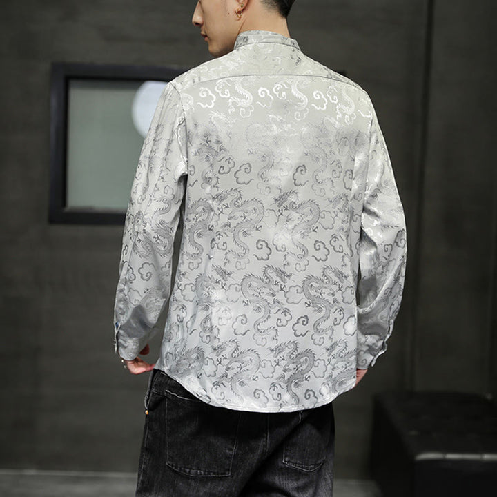Buddha Stones Casual Dragon Pattern Frog-button Tang Suit Linen Men's Jacket Shirt - image 29