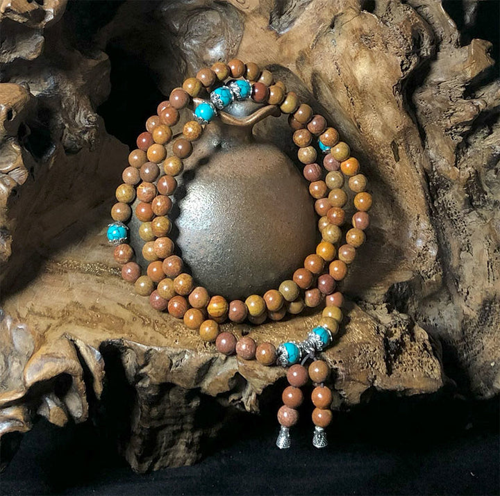 Buddha Stones 108 Mala Beads Bian Stone Healing Bracelet