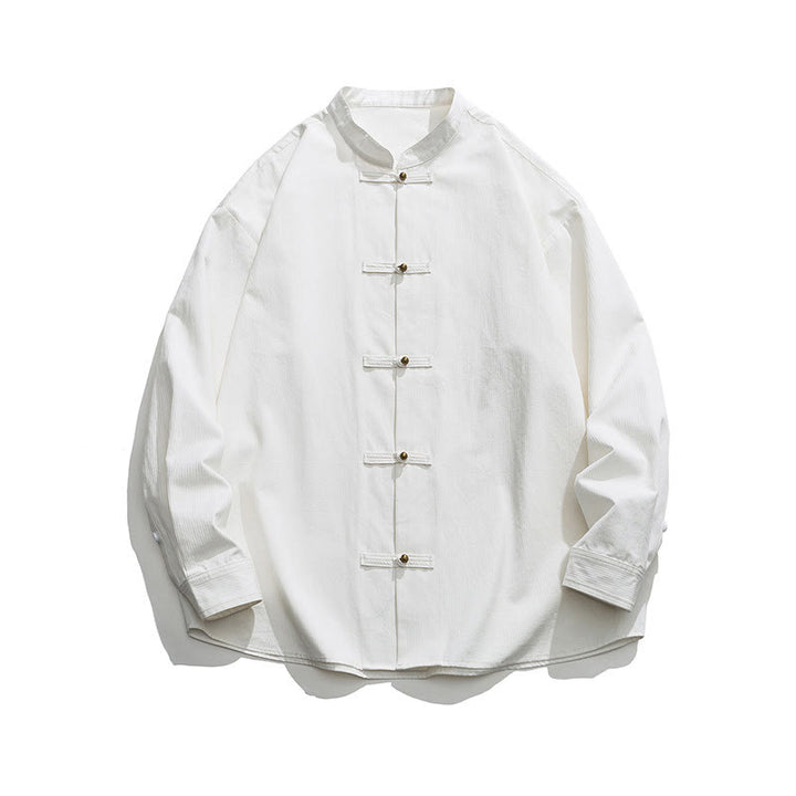 Buddha Stones Solid Color Frog-button Tang Suit Cotton Men's Jacket Shirt  - image 21