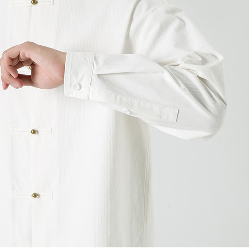 Buddha Stones Solid Color Frog-button Tang Suit Cotton Men's Jacket Shirt  - image 19