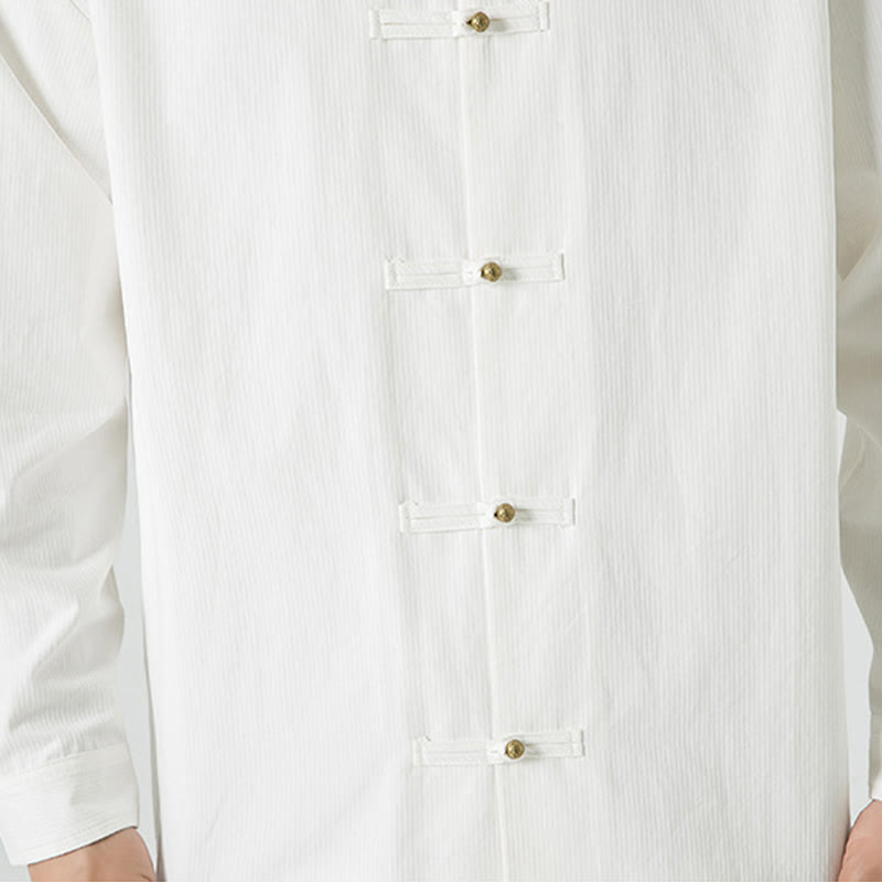 Buddha Stones Solid Color Frog-button Tang Suit Cotton Men's Jacket Shirt  - image 18