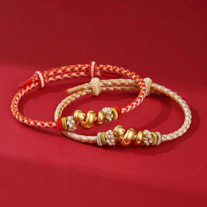 Buddha Stones 999 Sterling Silver Gradient Red String Year Of The Snake Luck Braided Bracelet