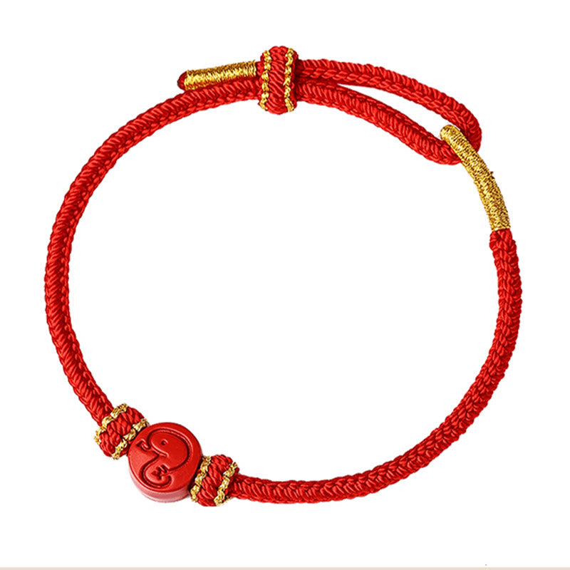 Buddha Stones Chinese Zodiac Red String Eight Thread Peace Knot Cinnabar Protection Luck Bracelet