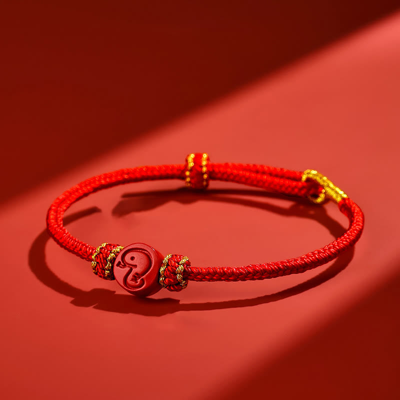 Buddha Stones Chinese Zodiac Red String Eight Thread Peace Knot Cinnabar Protection Luck Bracelet