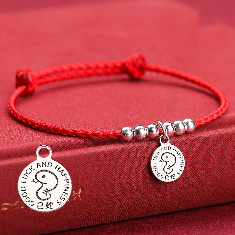 Buddha Stones Chinese Zodiac Kid Red String 999 Sterling Silver Protection Bracelet