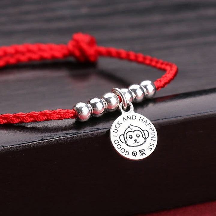 Buddha Stones Chinese Zodiac Kid Red String 999 Sterling Silver Protection Bracelet