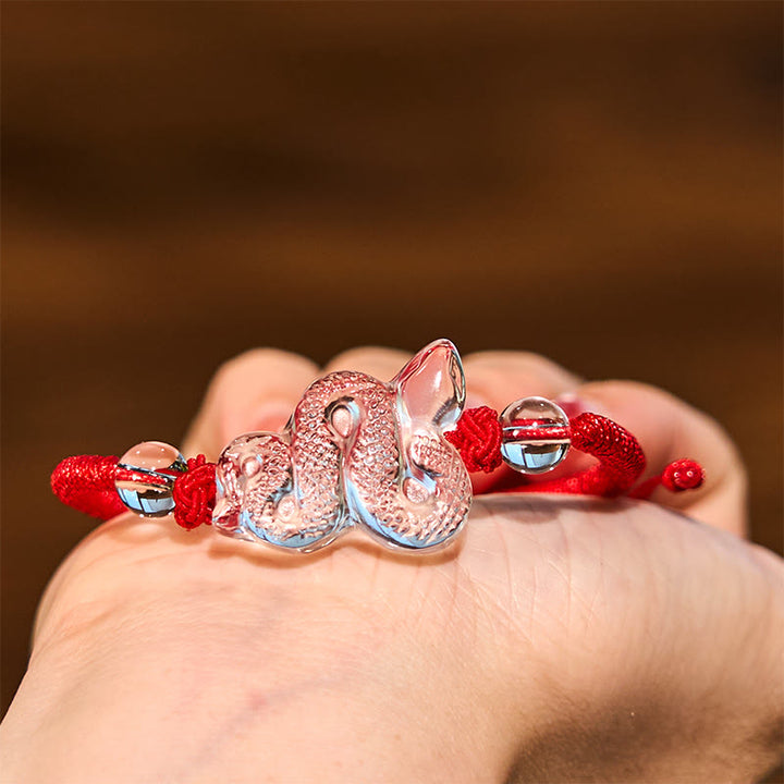 Buddha Stones Lucky The Year of The Snake 2025 Jade Pendant White Crystal Red String Bracelet Protection Bundle