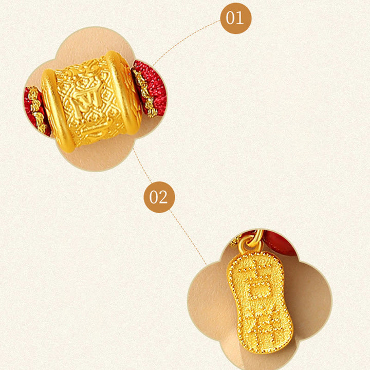 Buddha Stones 999 Sterling Silver Six True Words Om Mani Padme Hum Cinnabar Blessing String Bracelet - image 12