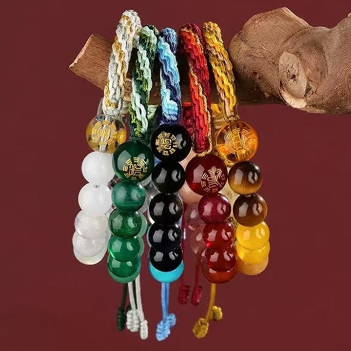 Buddha Stones Five Elements Various Crystal Agate Wealth Reincarnation Knot Braid Bracelet