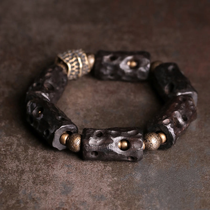 Buddha Stones Ebony Wood Copper Brass Calm Bracelet