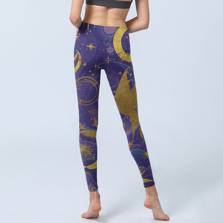 Buddha Stones Moon Sun Stars Print Gym Leggings Women's Yoga Pants