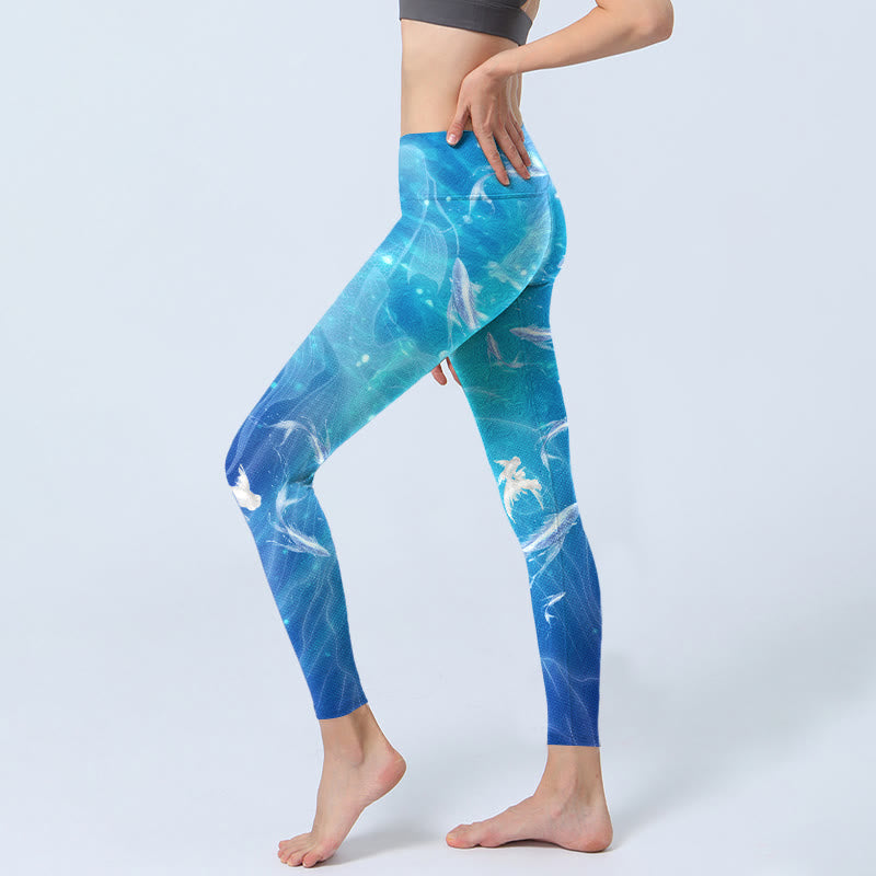 Buddha Stones Fish In The Ocean Print Gym Leggings Women's Yoga Pants