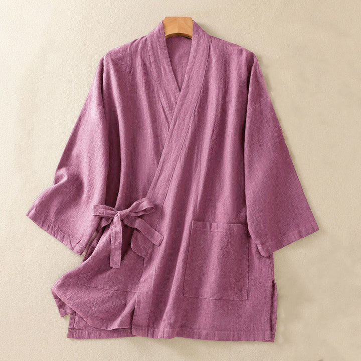 Buddha Stones Solid Color Cardigan Long Sleeve Cotton Linen Women's Shirts