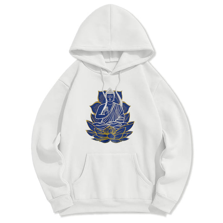 Buddha Stones Buddha Sitting On The Lotus Fleece Lined Hoodie