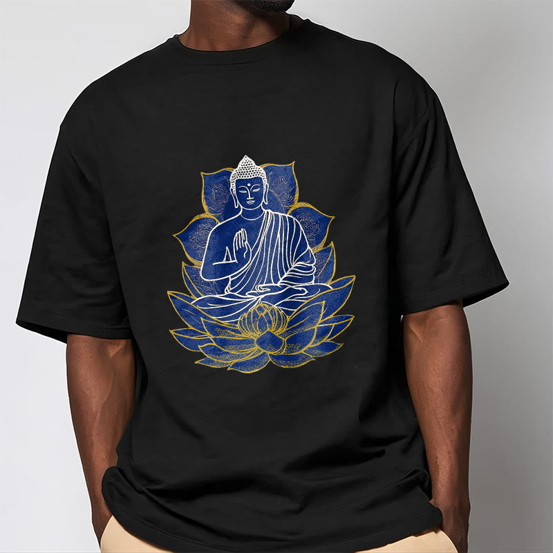 Buddha Stones Buddha Sitting On The Lotus Cotton Tee T-shirt