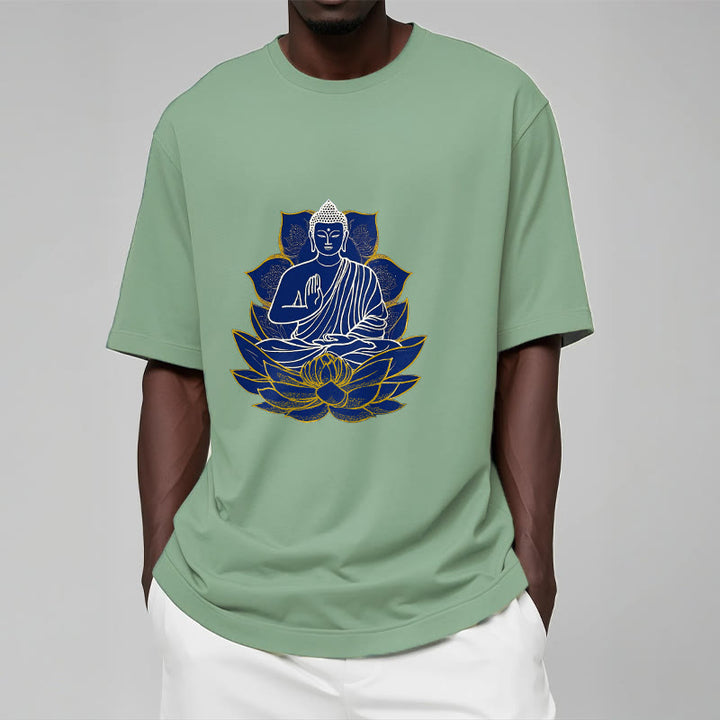 Buddha Stones Buddha Sitting On The Lotus Cotton Tee T-shirt