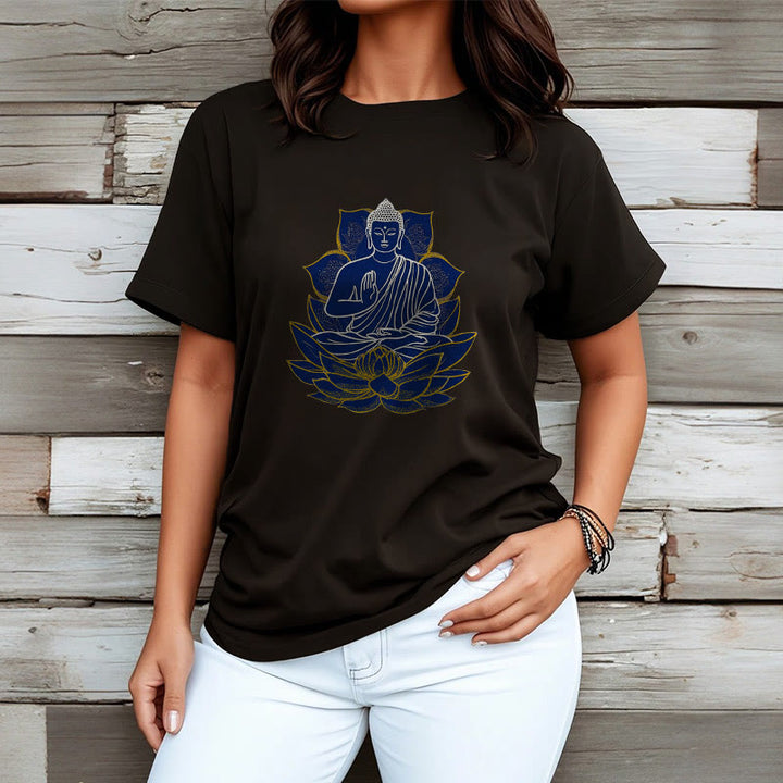 Buddha Stones Buddha Sitting On The Lotus Cotton Tee T-shirt - image 14