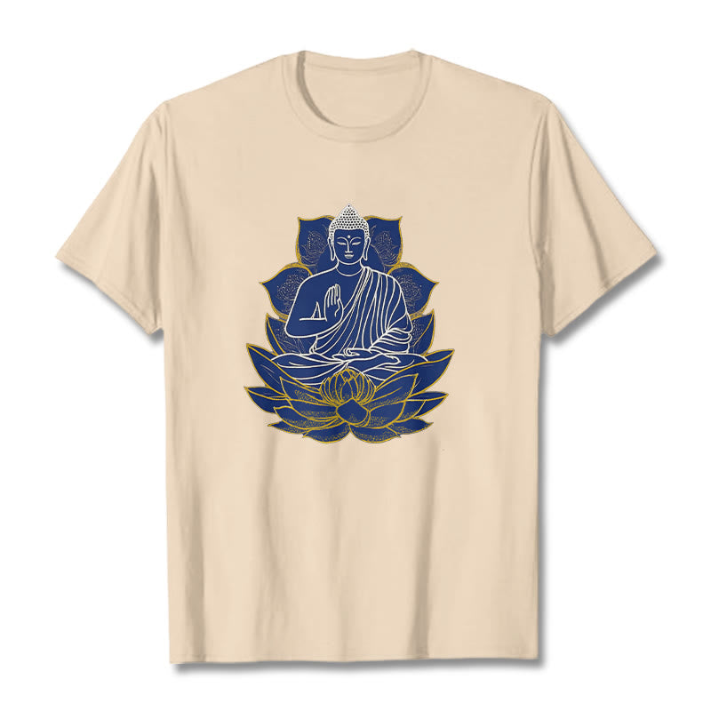 Buddha Stones Buddha Sitting On The Lotus Cotton Tee T-shirt - Bisque - 2XL - image 7
