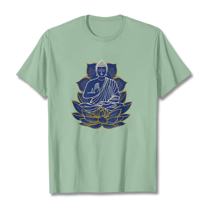 Buddha Stones Buddha Sitting On The Lotus Cotton Tee T-shirt