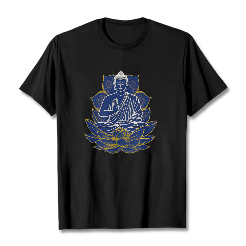 Buddha Stones Buddha Sitting On The Lotus Cotton Tee T-shirt