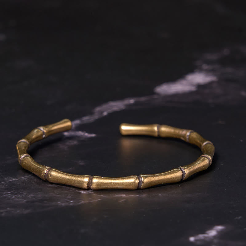 Buddha Stones Bamboo Copper Brass Luck Strength Bracelet Bangle - image 2