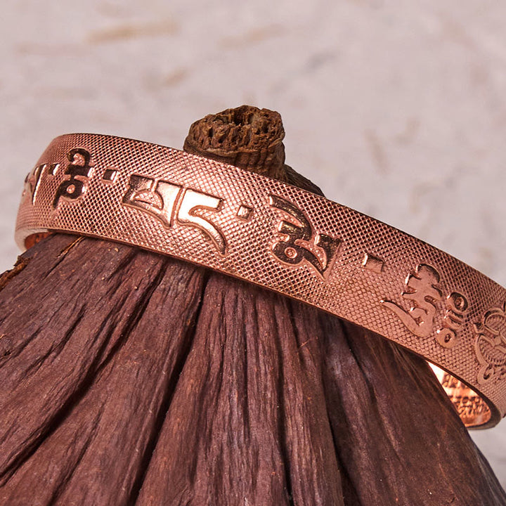 Buddha Stones Six True Words 'Om Mani Padme Hum' Heart Sutra Copper Brass Luck Bracelet Bangle