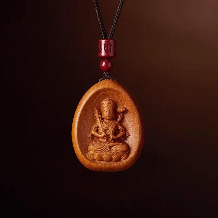 Buddha Stones Peach Wood Cinnabar Om Mani Padme Hum Chinese Zodiac Black String Necklace Pendants - Peach Wood-Ox Tiger - image 15