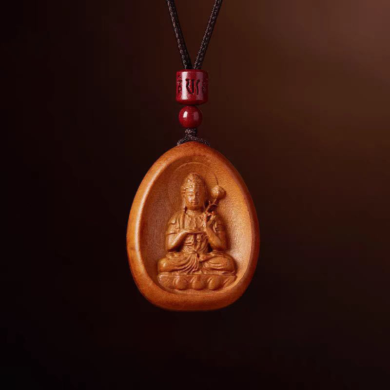 Buddha Stones Peach Wood Cinnabar Om Mani Padme Hum Chinese Zodiac Black String Necklace Pendants - Peach Wood-Horse - image 17