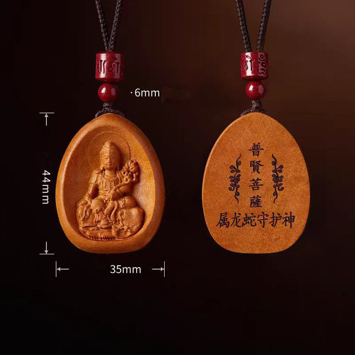 Buddha Stones Peach Wood Cinnabar Om Mani Padme Hum Chinese Zodiac Black String Necklace Pendants - image 13
