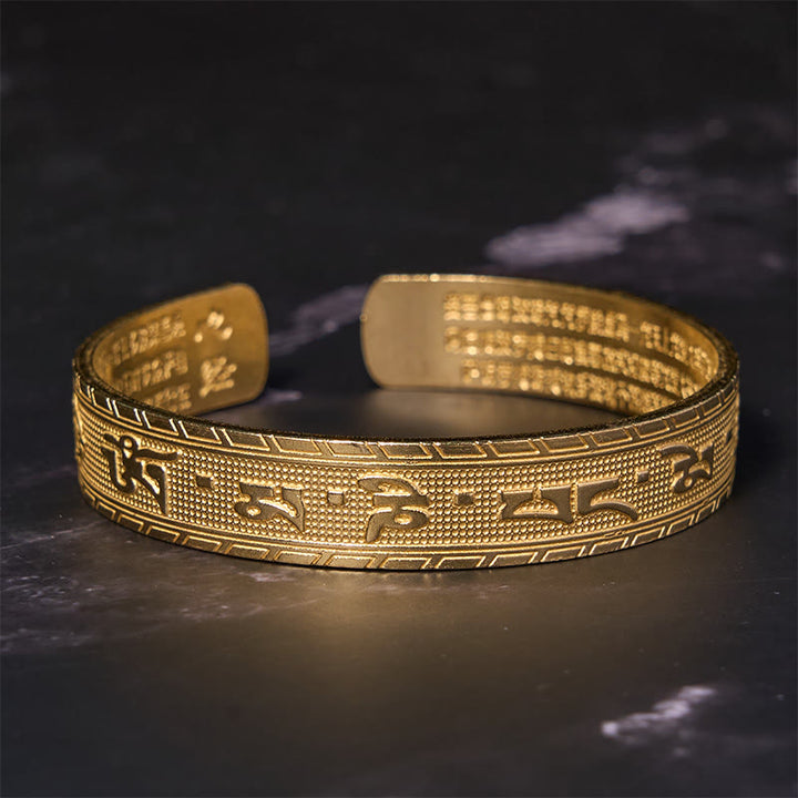 Buddha Stones Six True Words 'om Mani Padme Hum' Heart Sutra Copper Brass Luck Wisdom Bracelet Bangle - image 8