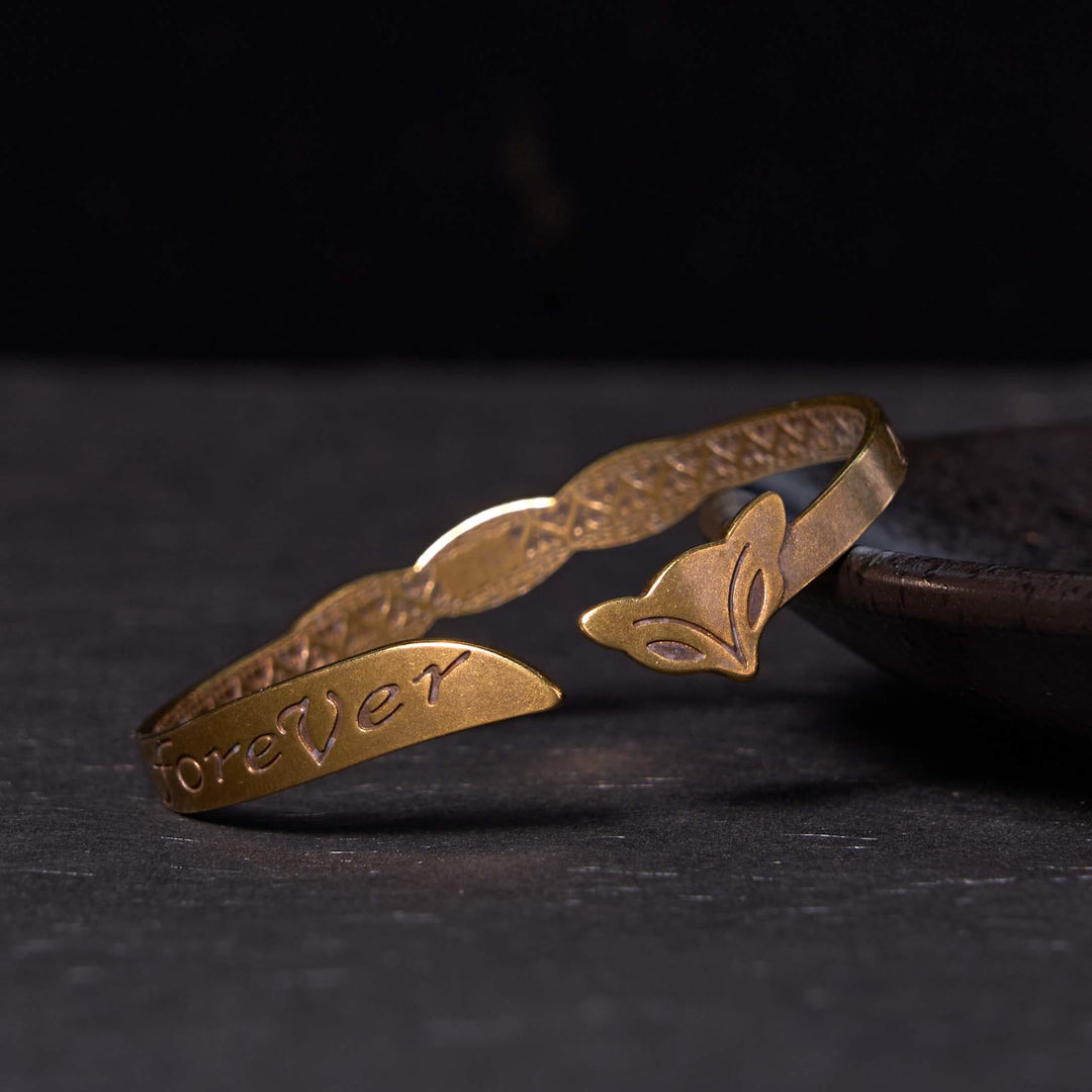 Buddha Stones Fox Head Copper Brass 'Love You Forever' Luck Self Care Bracelet Bangle - Fox Head(Wrist Circumference: 14-17cm) - image 1