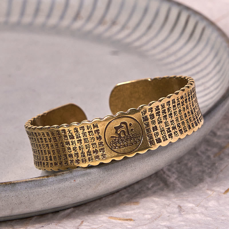 Buddha Stones Great Compassion Mantra Copper Brass Luck Self Care Bracelet Bangle - image 3