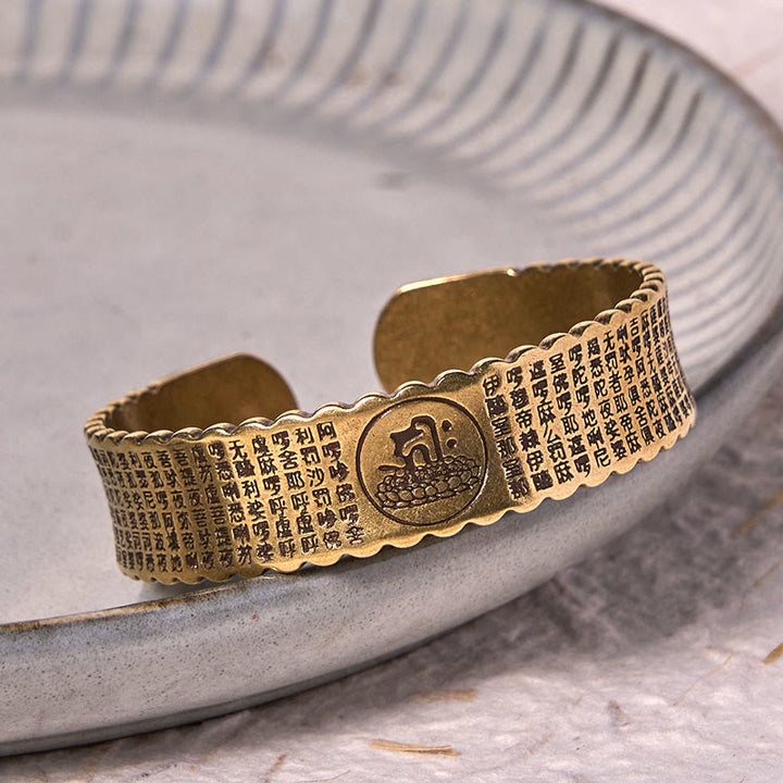Buddha Stones Great Compassion Mantra Copper Brass Luck Self Care Bracelet Bangle - image 3