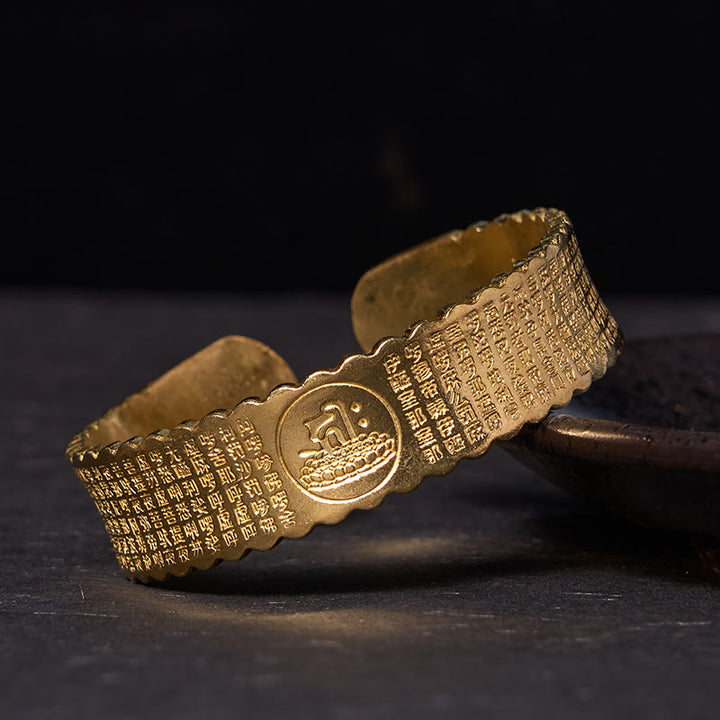 Buddha Stones Great Compassion Mantra Copper Brass Luck Self Care Bracelet Bangle - Polished(Wrist Circumference: 14-18cm) - image 6