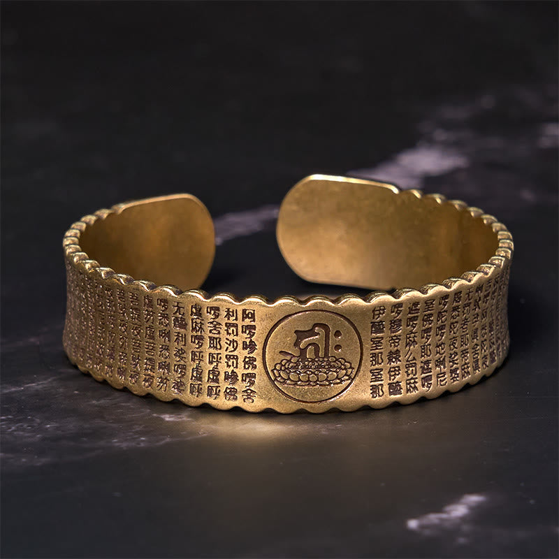Buddha Stones Great Compassion Mantra Copper Brass Luck Self Care Bracelet Bangle - image 2