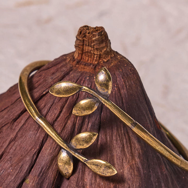 Buddha Stones Lucky Clover Copper Brass Healing Bracelet Bangle - image 4