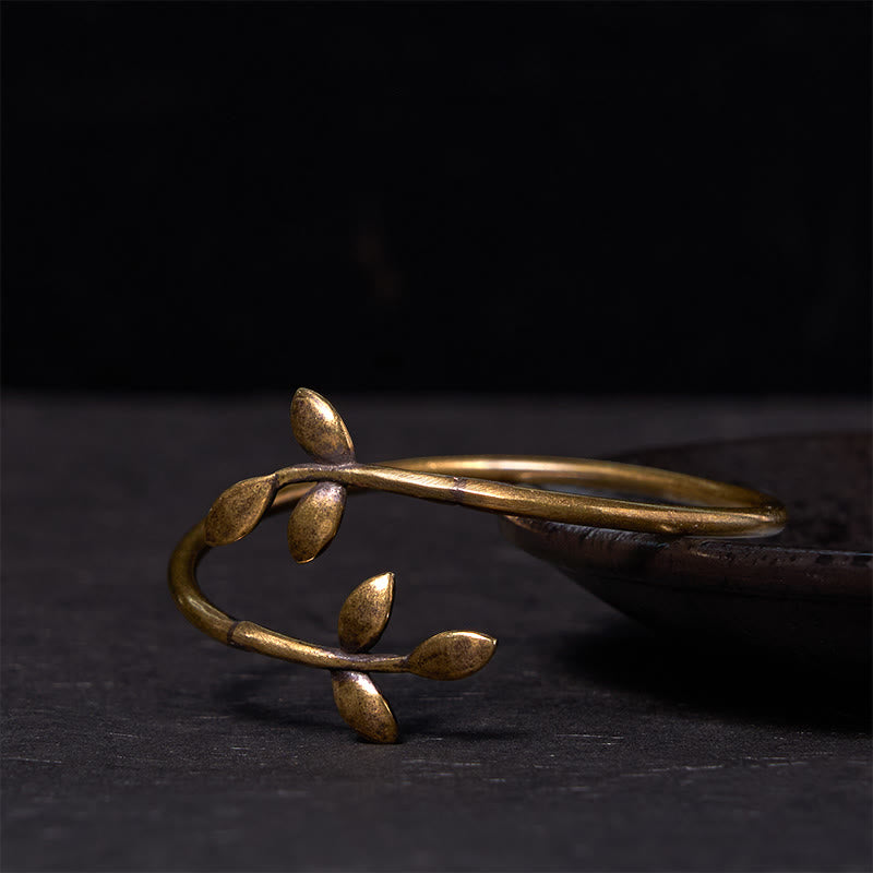 Buddha Stones Lucky Clover Copper Brass Healing Bracelet Bangle - Copper(Wrist Circumference: 14-17cm) - image 1