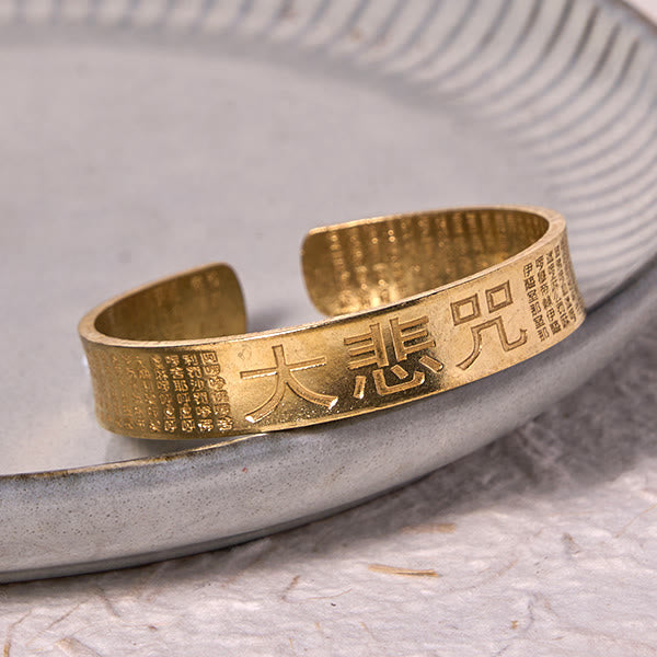 Buddha Stones Great Compassion Mantra Copper Brass Luck Power Bracelet Bangle - image 8