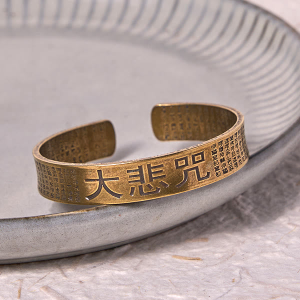 Buddha Stones Great Compassion Mantra Copper Brass Luck Power Bracelet Bangle - image 3